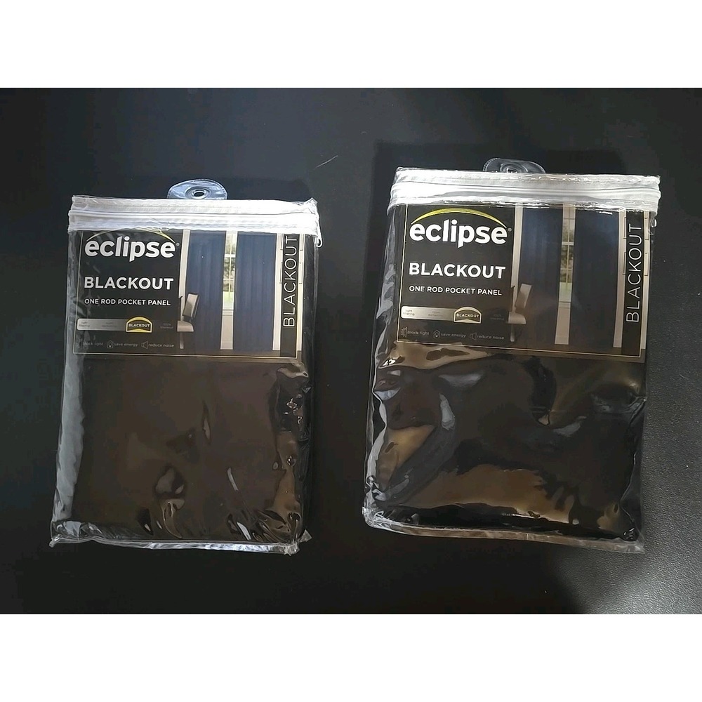 Lot 2 Eclipse‎ Blackout One Rod Pocket Panel 63"L x37"W  Black New 6033
